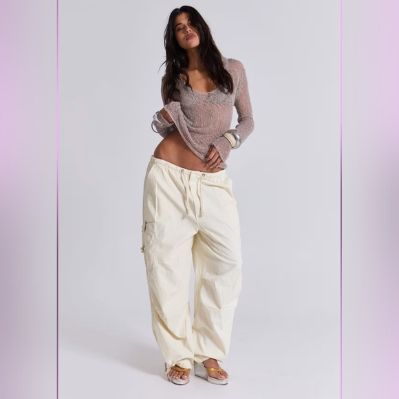 Jaded London Ecru Parachute Cargo Pants Size S - Picture 4 of 16